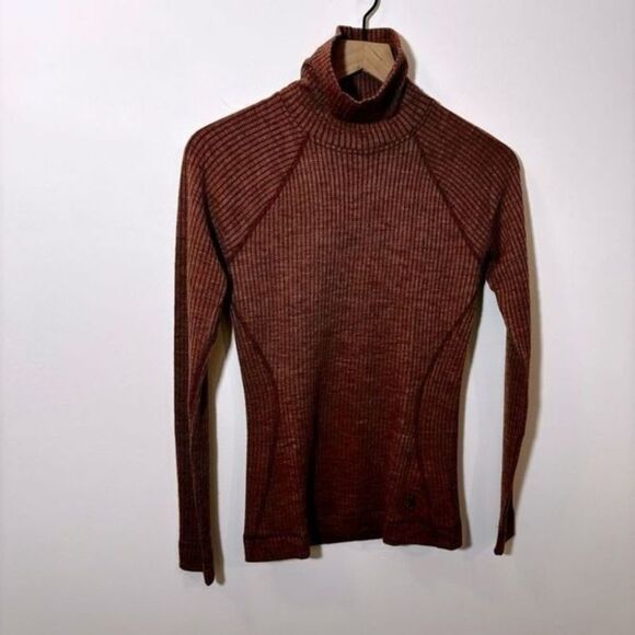 Smartwool Thermal Merino Wool Base Layer Rib Turtleneck Sweater NEW XS Pecan - Picture 3 of 15